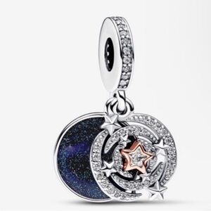 Two tone shooting star double dangle charm